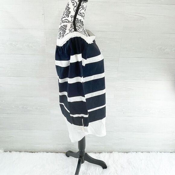 Derek Lam 10 Crosby Off The Poplin Striped Off The Shoulder Tunic Top - Picture 5 of 9